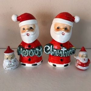 4 vintage ceramic Santa’s salt n pepper shakers